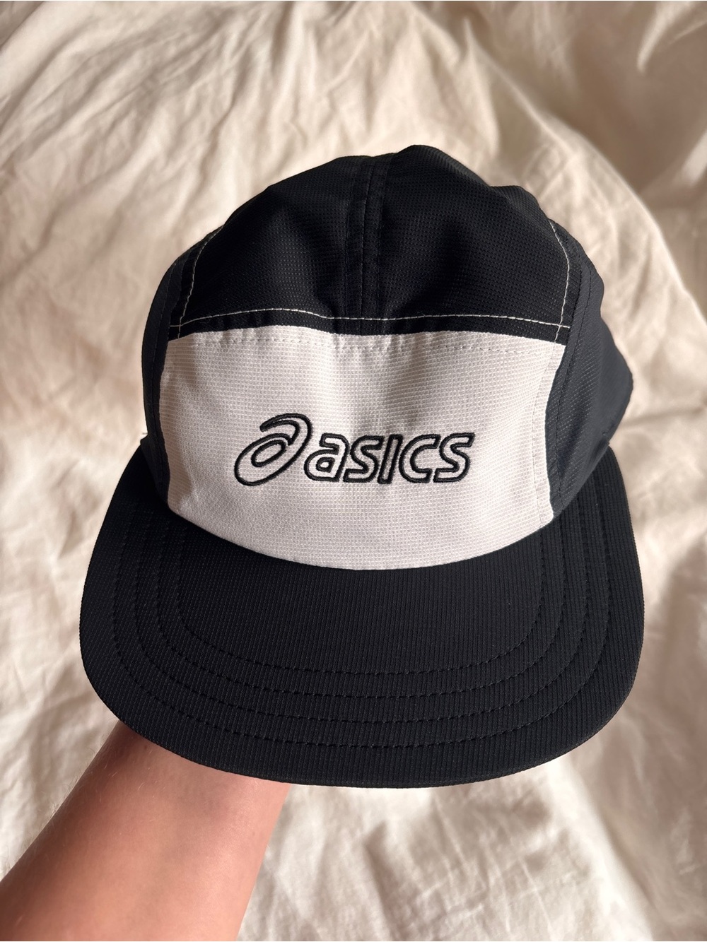 Asics Black and White Panel Running Cap